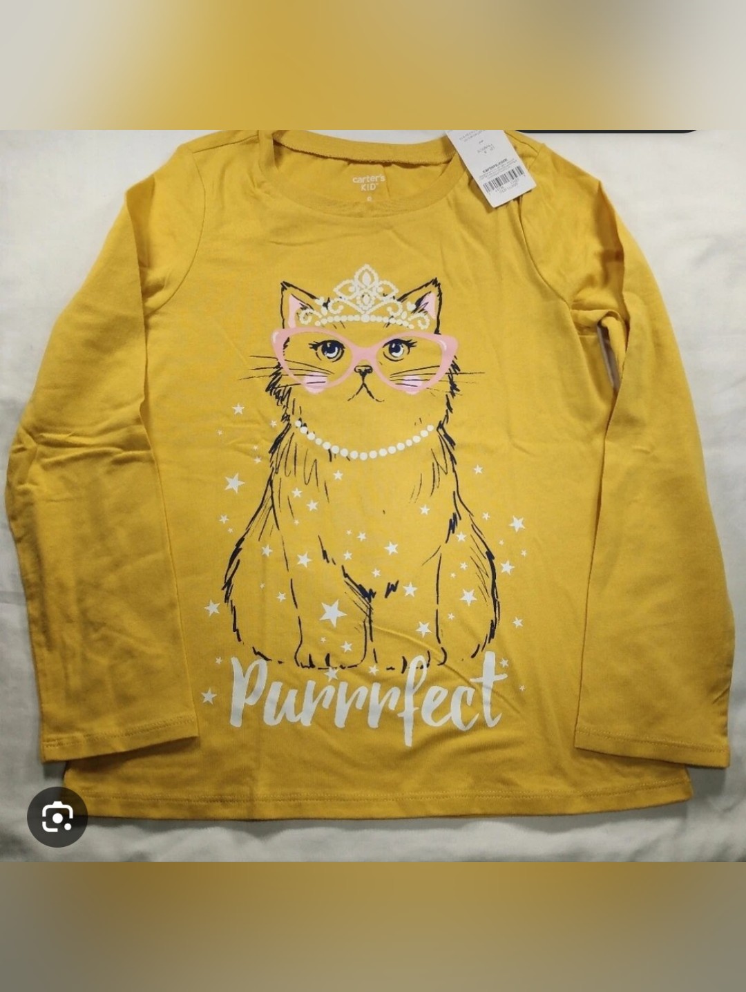 Carters Purrrfect Cat In Crown Yellow Long Sleeve Tee With Crown 3t Carters Purrrfect Cat In Crown Yellow Long Sleeve Tee With Crown 3t